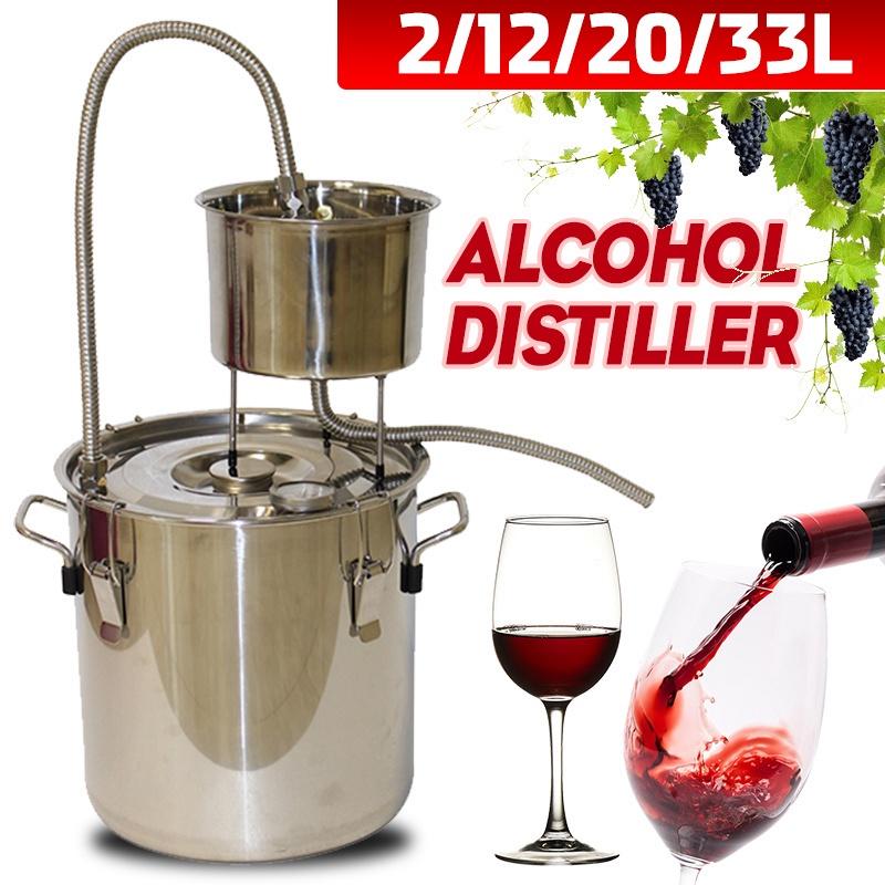 12//20/33L Stainless Steel Distiller Home Brew Moonshine Alcohol Copper Distillery Boiler Water Essential Oil Brewing
