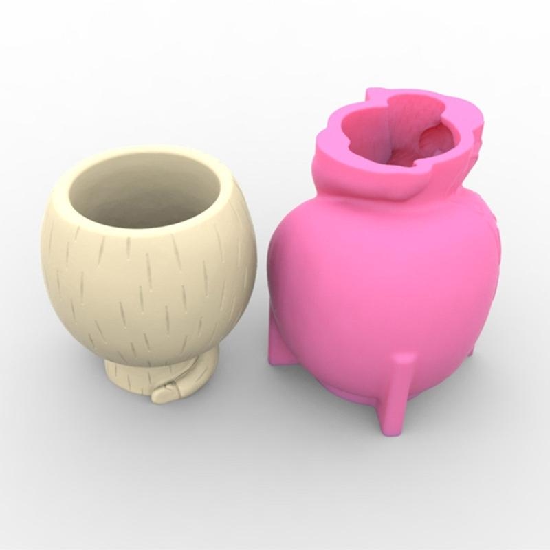 1/2Head-Planter Silicone Mold Face Flower Pot Concrete Mold Face Statue Planter Mold Face Flower Vase Epoxy Casting Mold