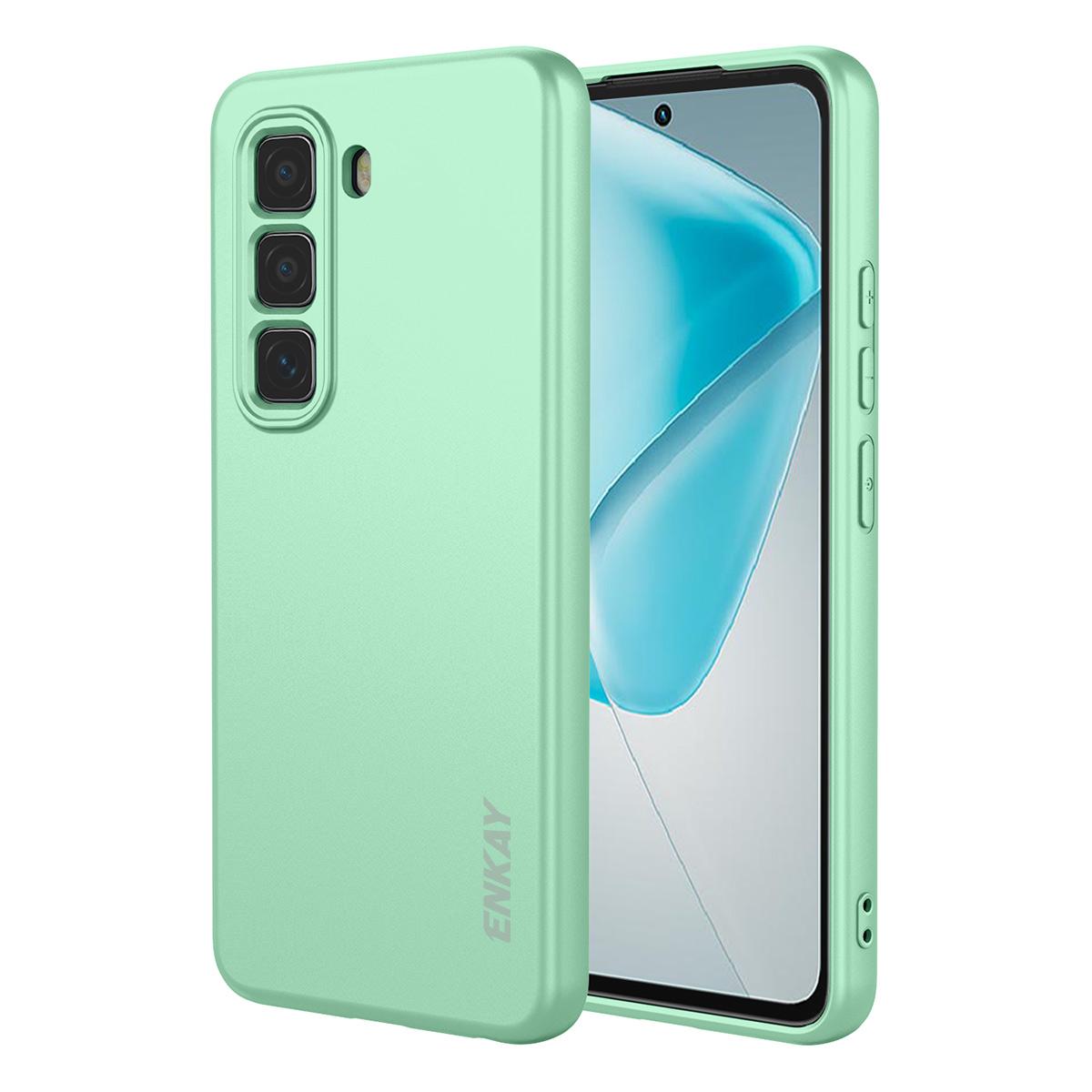 

For Infinix Hot 50 Pro 4G Silicone Case ENKAY HAT PRINCE Straight Edge Cell Phone Back Cover Light Green