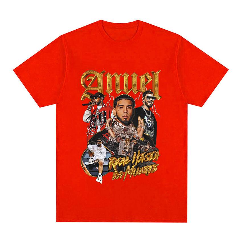 2025 Summer Rapper Anuel AA Retro Graphic T Shirt Real Hasta La Muerte 100% Cotton T-shirt Men's Hip Hop Oversized Tees Men Punk
