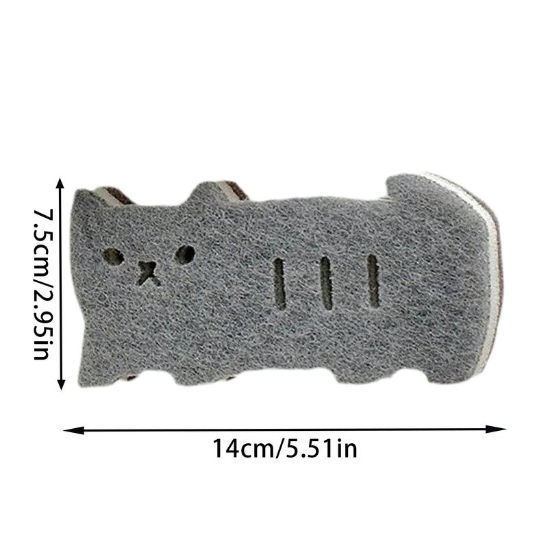 Cat Scrub Sponges 4x Cute Scrub Sponges For Pots Multifunctional Household Dishwashing Tools Reusable Dishwashing Cloth Scrubber
