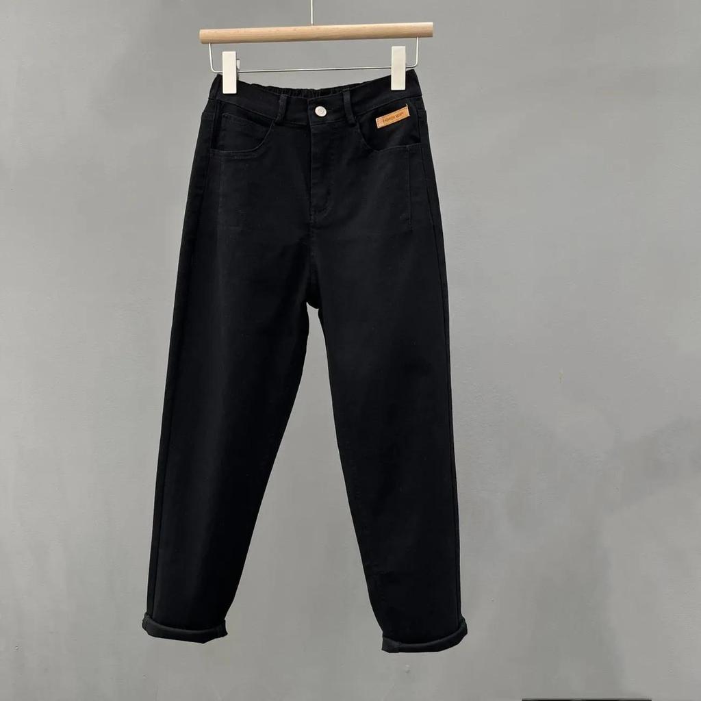Jeans Taille Haute Printemps Automne Mode Femme Ample Polyvalent Épaissir Pantalons Décontractés Surdimensionnés Femme Pantalons Chauds