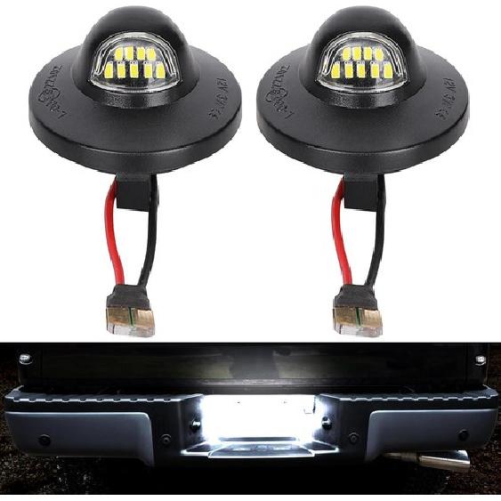 LED License Plate Light Tag Lights Assembly, 6000K White, 2PCS (Black)