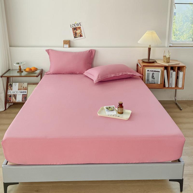 Plain Color Single Piece Washed Cotton Brushed Mattress Protector Dustproof Bed Cover