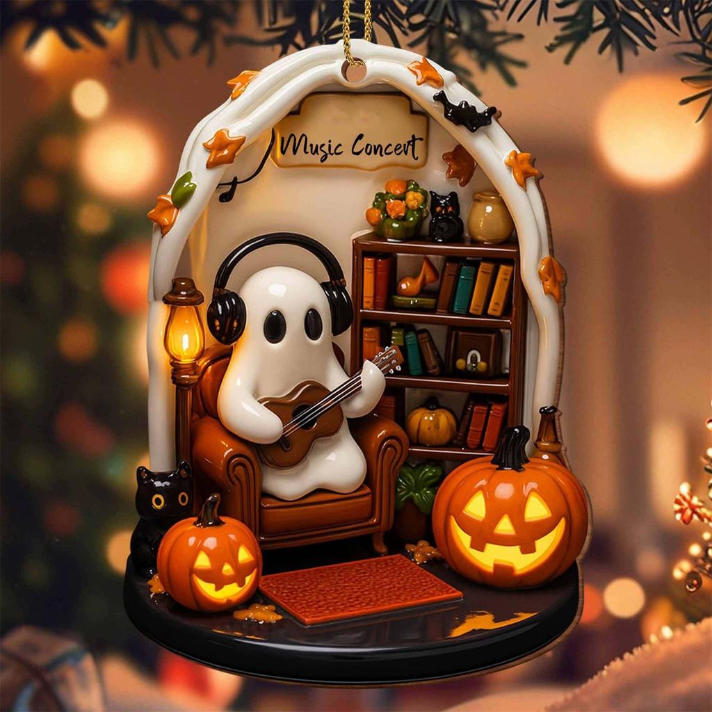 Read Halloween 2D Flat Acrylic Hanging Decoration Halloween Night Decoration Listing