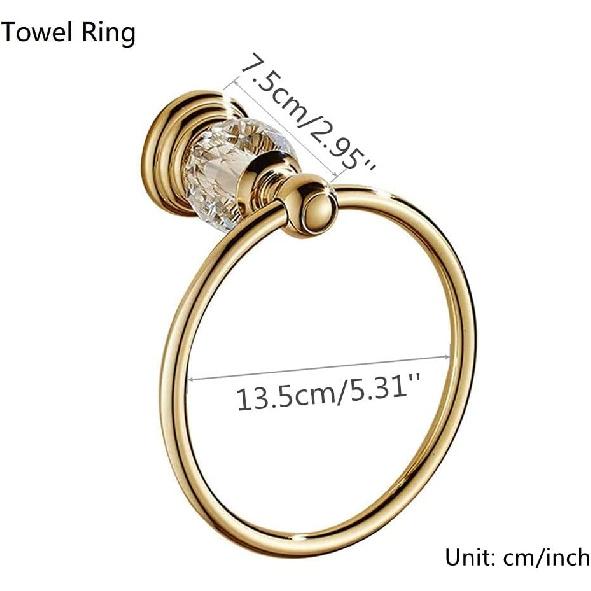 WOLIBEER Crystal Gold Toilet Paper Holder Hand Towel Ring Crystal Bathroom Accessories Set Modern Paper Towel Holder Include 2 Pieces Bathroom