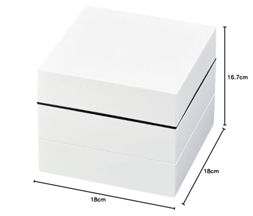 Showa Three-Tiered Jubako (Hall) Box with Seal Lid, White, Approx. 18cm H X 18cm W X 16.7cm D, Stylish, Perfect for Sports Day, Cherry Blossom Viewing