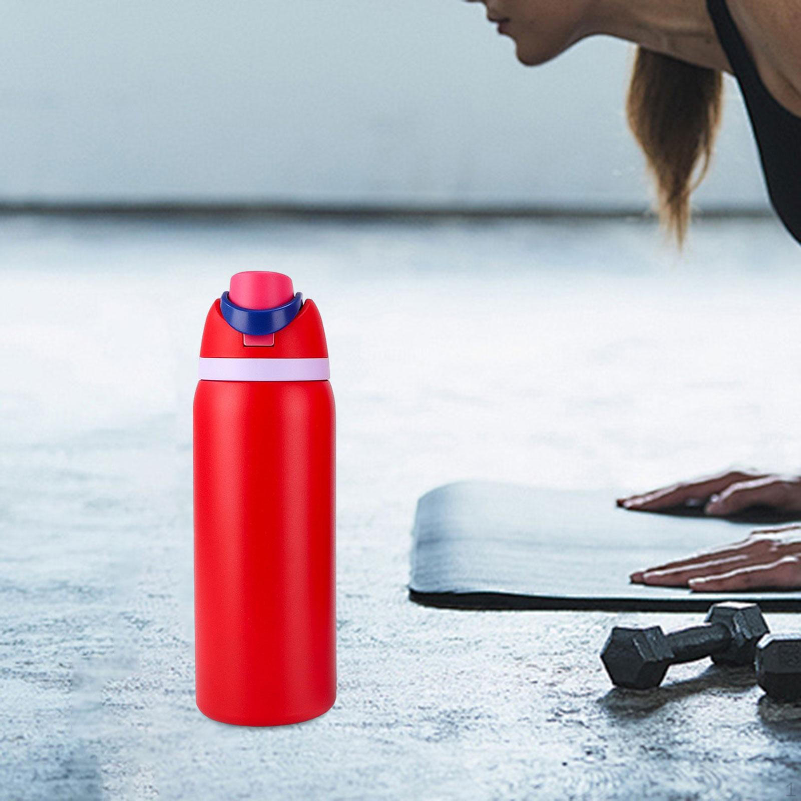

Insulated Stainless Steel Water Bottle Leakproof 1000ml for and Cold Drinks Simple Tumbler червоний