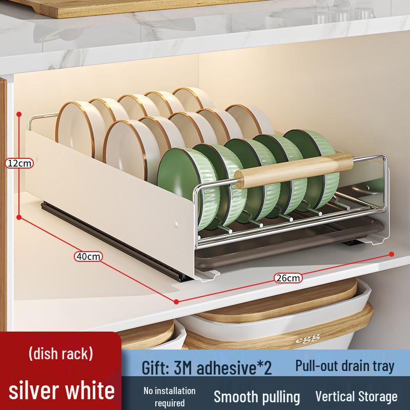 Pull-Out Under-Cabinet Dish Drying Rack and Kitchen Storage Solution