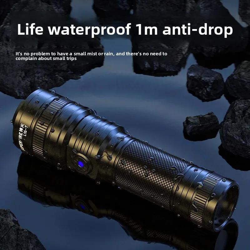 Strong Light Long-range LED Flashlight USB Charging Portable Flashlight with Telescopic Zoom Waterproof Flashlight