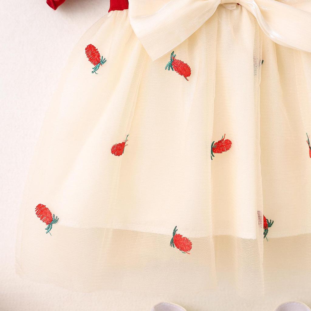 1547 Nový styl dívčí letní šaty s ananasovou síťovinou patchwork 2025