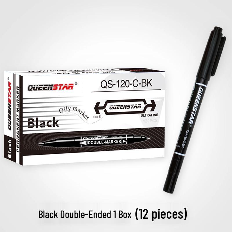 Compact Double-Ended Oil-Based Marker Pen Set - Black, Blue, Red Fine Liner, Quick-Drying & Fade-Resistant for Art & Painting