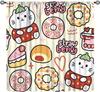 Cartoon Cat Floral Curta, Colorful Spring Blue Orange Flowers Bouquets Funny Cute Cats Nature Garden Window Treatments For