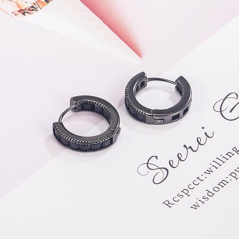 Classic Zircon Black Earrings - Versatile Hip-Hop Style for Men and Women