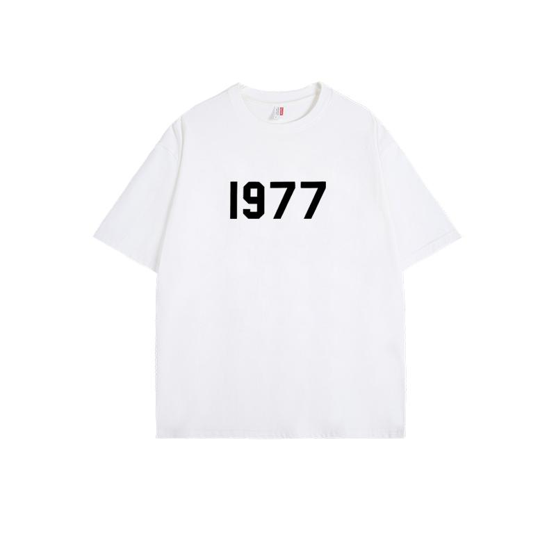 ESSENTIALS Short Sleeve Cotton Heavy T-shirt for Men and Women Summer Slimming American High Street Design Emotional Pair Top