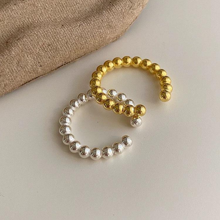 925 Sterling Silver Rings For Women Geometric Fine Jewelry Finger Adjustable Simple Gold Dots Ring For Party Birthday Gift
