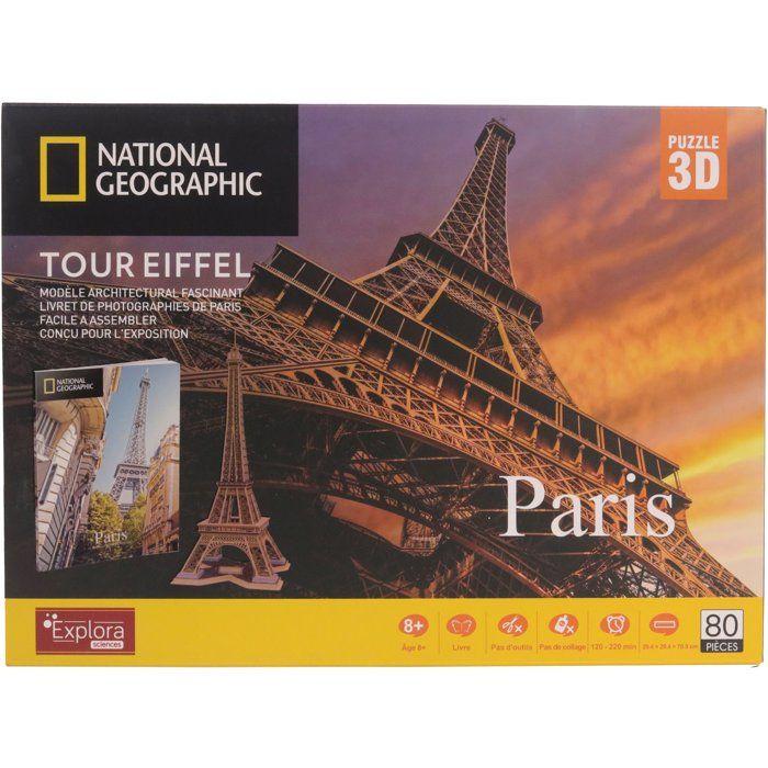 Puzzle 3D - Tour Eiffel - EXPLORA - 540203 - 80 pièces - Niveau 5 - Sans colle - Dès 8 ans