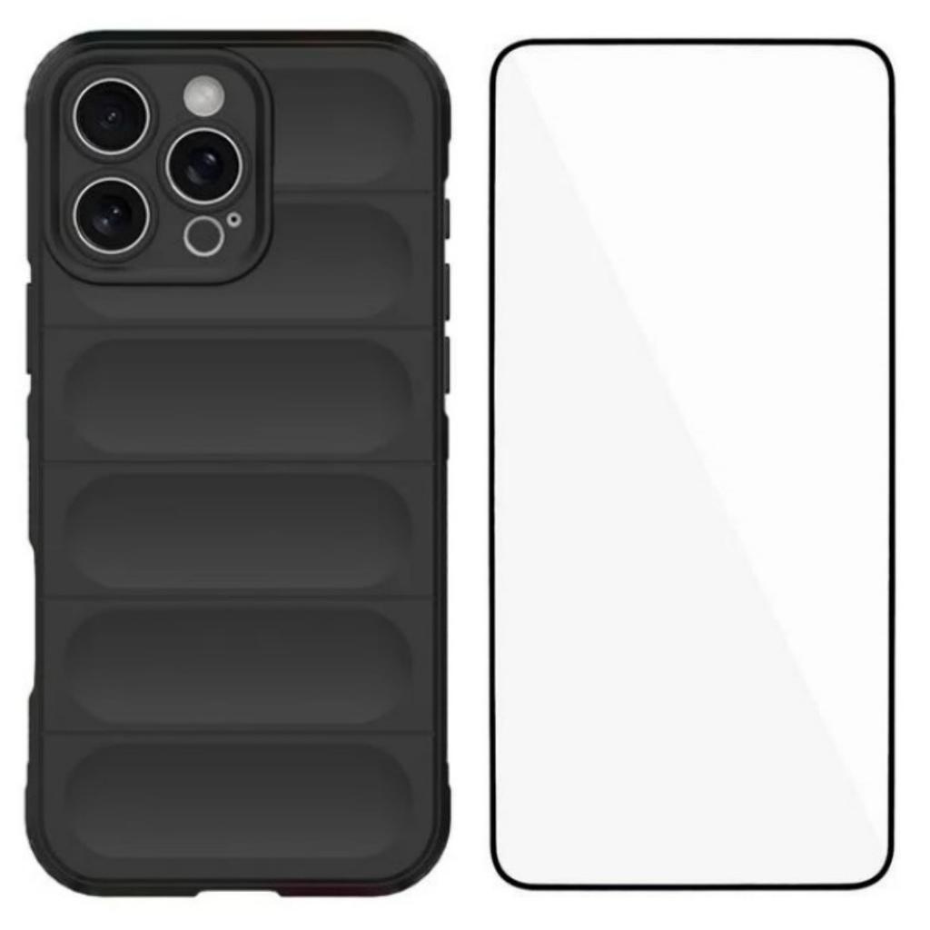 For iPhone 16 Pro Max TPU Case WANLONFENG HD Series Anti Slip Phone Cover with Tempered Glass