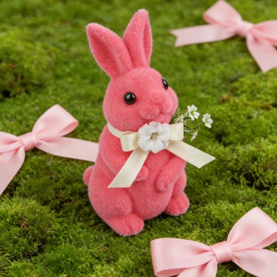 Bunny Ornament Easter Decoration with Artificial Moss Resin Core Waterproof UV-Resistant Outdoor Spring Centerpiece Decor