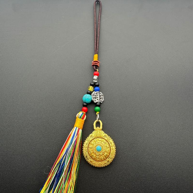 Retro Creative Style Alloy Car Tassel Hanging Ornament Ethnic Style Tourist Spot Gift Keychain Jewelry Accessory