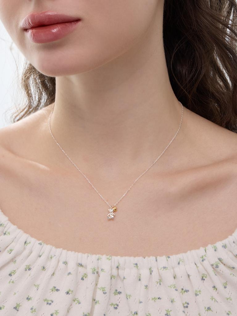 Lucore Silver 925 Hug Me Bear Heart Necklace