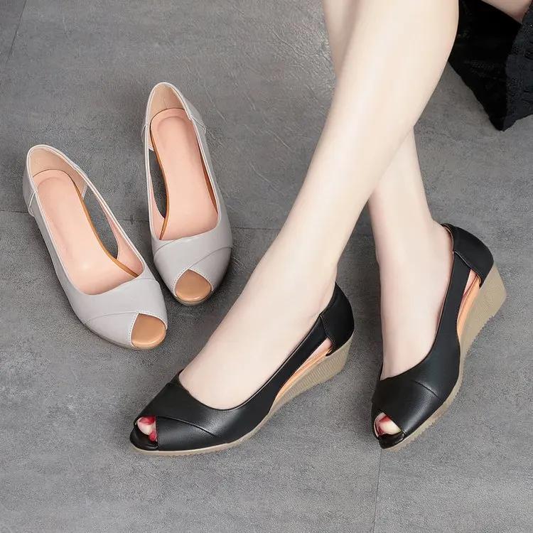 Casual Sandals Women Wedges Sandals Pumps Ankle Buckle Open Toe Fish Mouth Med Summer Women Shoes Fashion  Wedges Shoes852