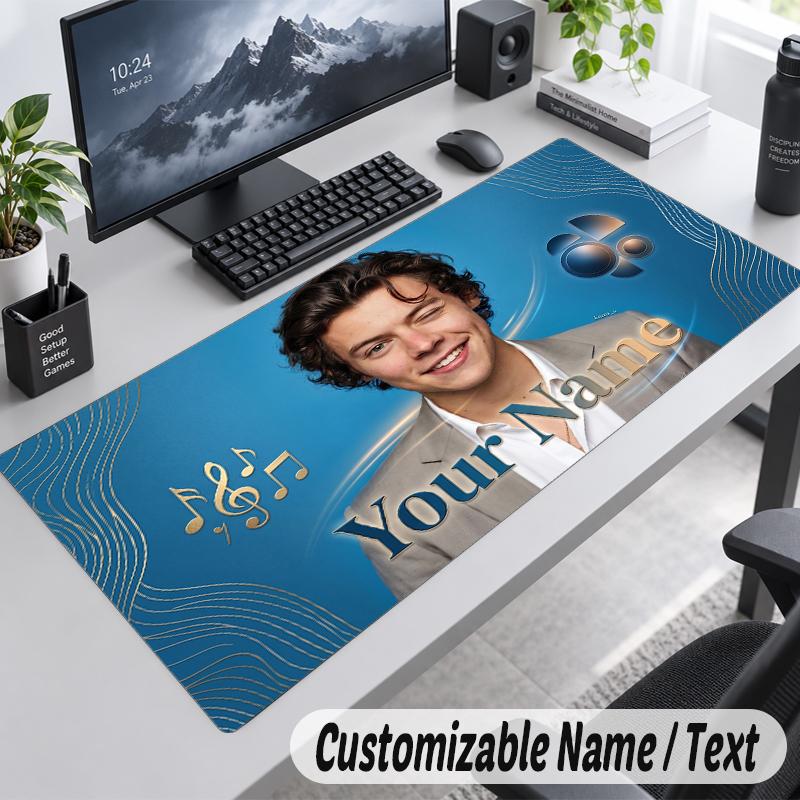 Custom Name Text Mouse Pad Harry Styles Personalized Desk Pad For Work And Gaming