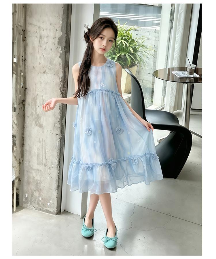 Girls' Chiffon Dress - Summer 2026 Sweet Children's Vest Skirt