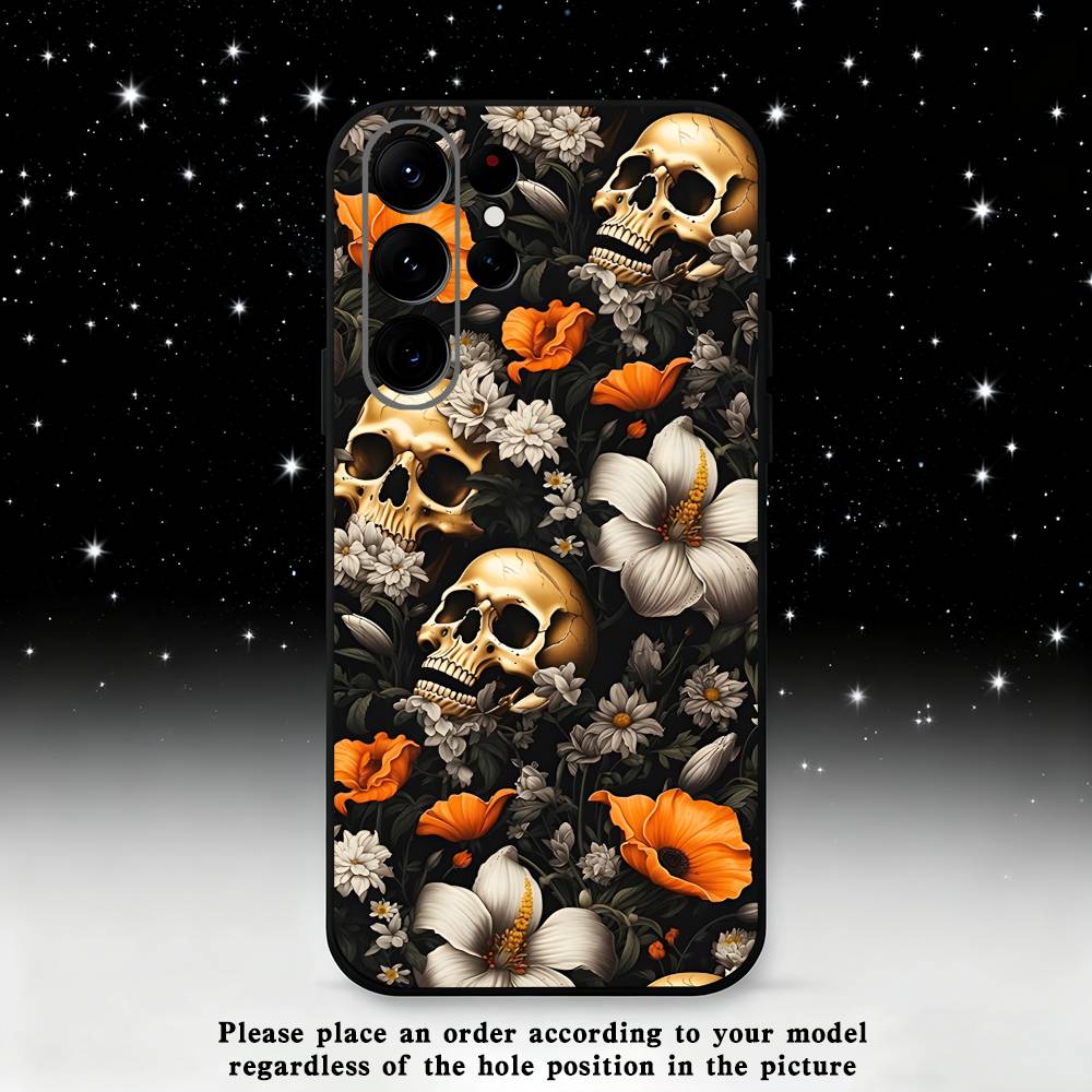 

Spooky Skull Patterns Phone Case For Samsung S25,S24,S21,S22,S23,S30,Ultra,S20,Plus,Fe,Lite,Note,10,9,5G Black Cover Samsung S21Ultra