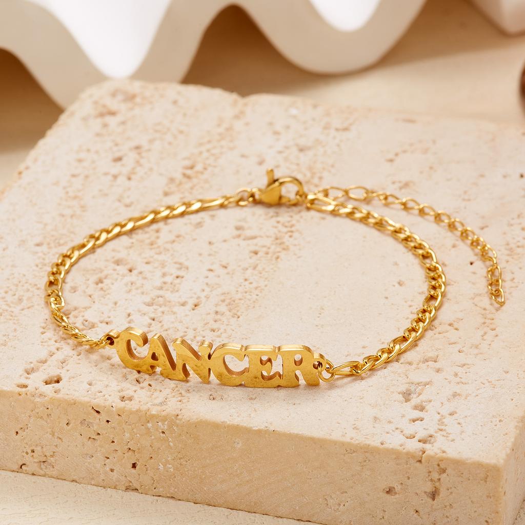Stainless Steel 12 Constellation Bracelets for Women Men High Quality Letters Zodiac Cuban Chain Bracelet Jewelry Birthday Gift