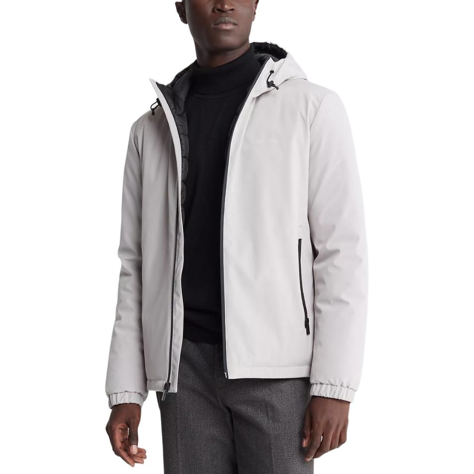 

Calvin Klein Минималистичная удобная теплая водонепроницаемая куртка с капюшоном для отдыха на открытом воздухе, мужские куртки бежевого цвета CMN24630-E4S XXL