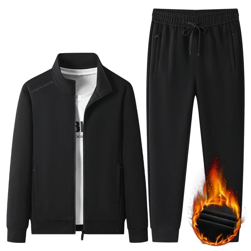Men's Cotton Tracksuits 2 Piece Set Men Sets Outwear Jacket+Sweatpant Autumn Winter Homme Suit Men Running Fitness Suit
