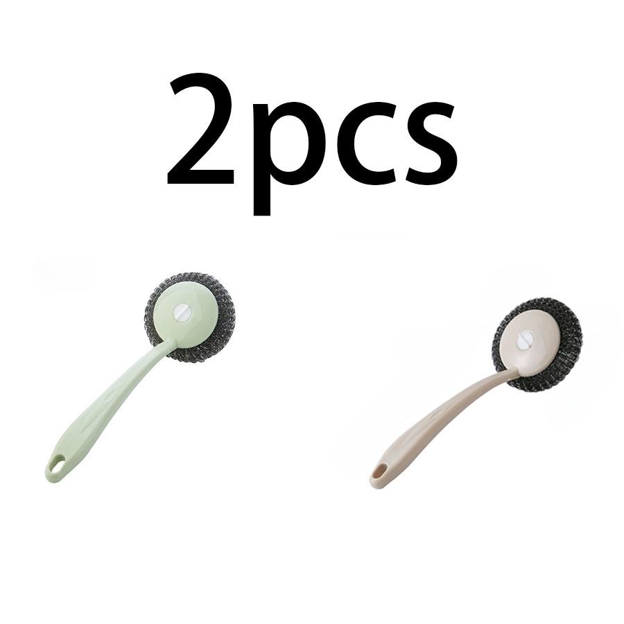 Steel wire brush kitchen can be hung pot brush long handle to oil cleaning brush with steel ball brush dishwasher