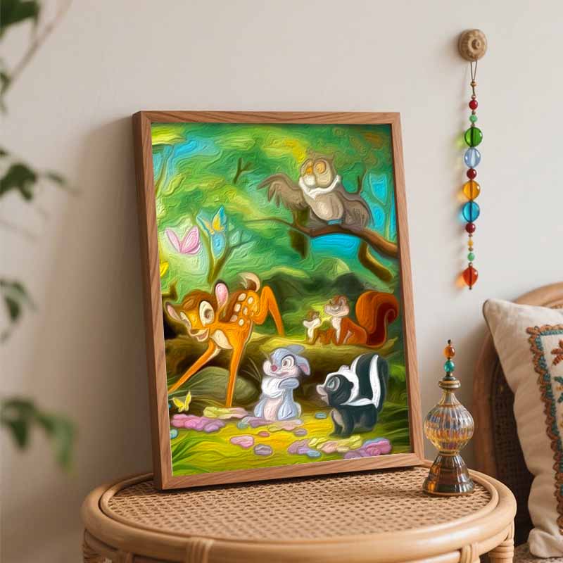 Disney Bambi Forest Friends Oil Paint by Numbers Painting Kit Handmade Diy Home Decor Gifts Wall Art Canvas Painting for Living Room Decor