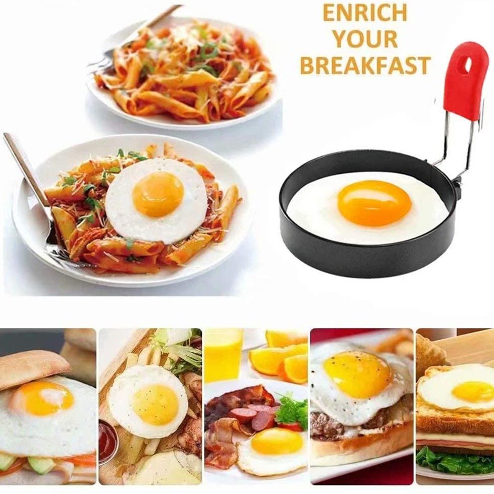 Morse Non-Stick Egg Rings With Folding Silicone Handles Egg Poachers Crumpet Mould Cooking Rings