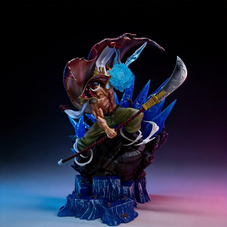 One Piece Series Vientiane Whitebeard Statue GK Large Figure Anime Decoration Scene Plug In Light 38cm