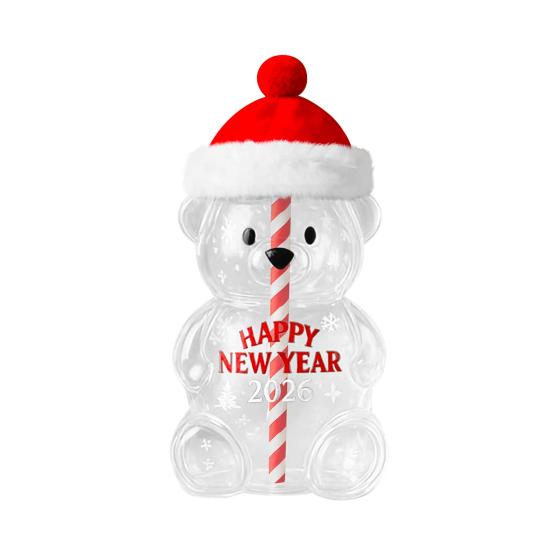 Yousheng Bear-Shaped Glass Cup with Lid And Straw Clear Beverage Mug Honey Bear Straw Cup for Cold Drinks Coffee Beer Wine Cocktails