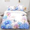Butterfly Duvet Cover Set 3D Galaxy Purple Butterfly Floral Printed Bedding Set Fantasy Theme King Size Comforter Cover for Girl