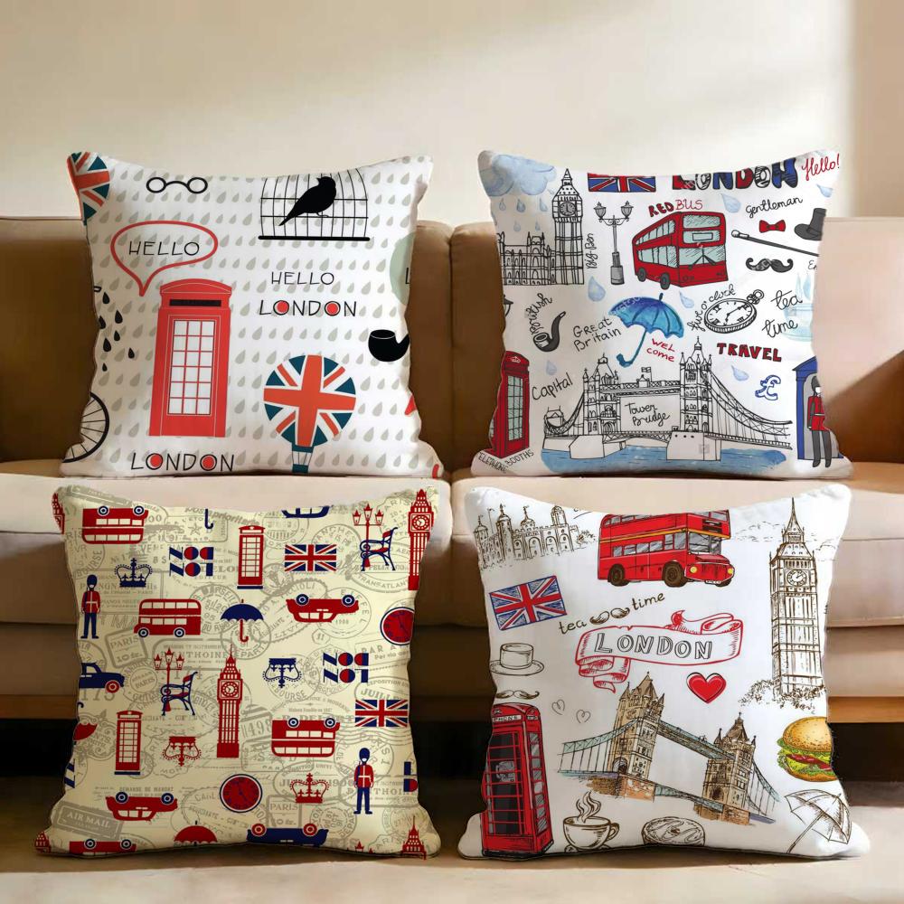 LOVE England Bedruckte Kissenhülle Mehrzweck-Kissenbezug für Zuhause & Auto - Wendbar, Weich & Langlebig für den täglichen Gebrauch