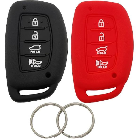 Silicone Protector Key Fob Cover Case fit for Hyundai Sonata Elantra Tucson Keyless Entry Key Fob (NOT Fit Flip Key) (Black2)