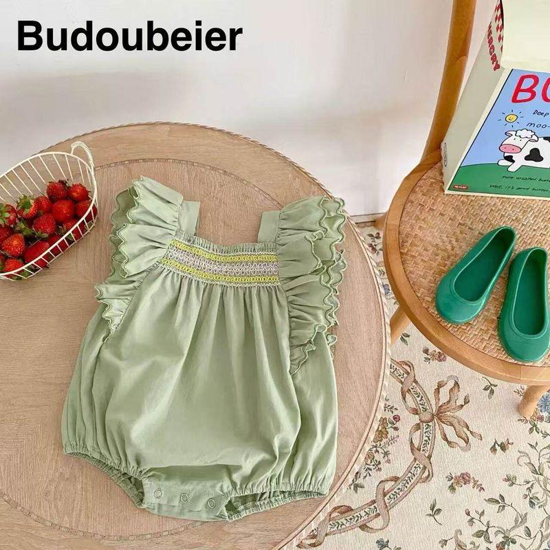 Uk 2025 Summer New Stylish and Sweet Cute Baby Girl Romper Jumpsuit Green 59