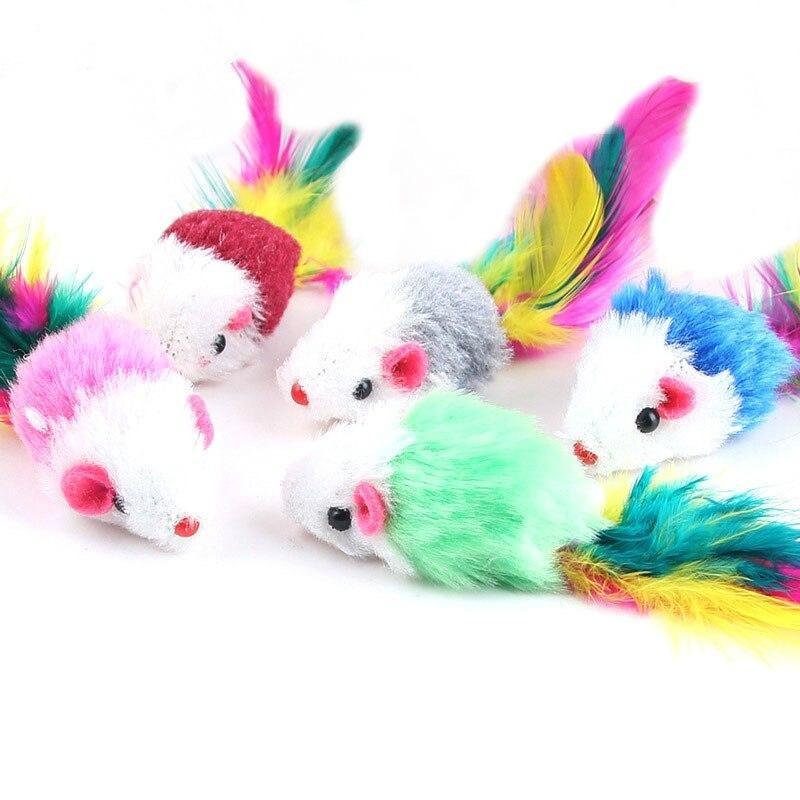 10Pcs/lot Rabbit Fur Mouse Pet Cat Toys Mini Funny Playing Toys For Cats Kitten 2inch