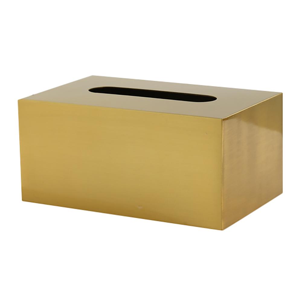 A20F-1Pc Metal Tissue Box Square Golden Rectangle House Geometry Desktop Storage Organization Living Room Modern Home Decor