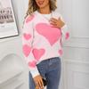 Ladies' Fashionable Heart-shaped Sweater, Loose And Versatile Valentine's Day Knitted Pullover Sweater