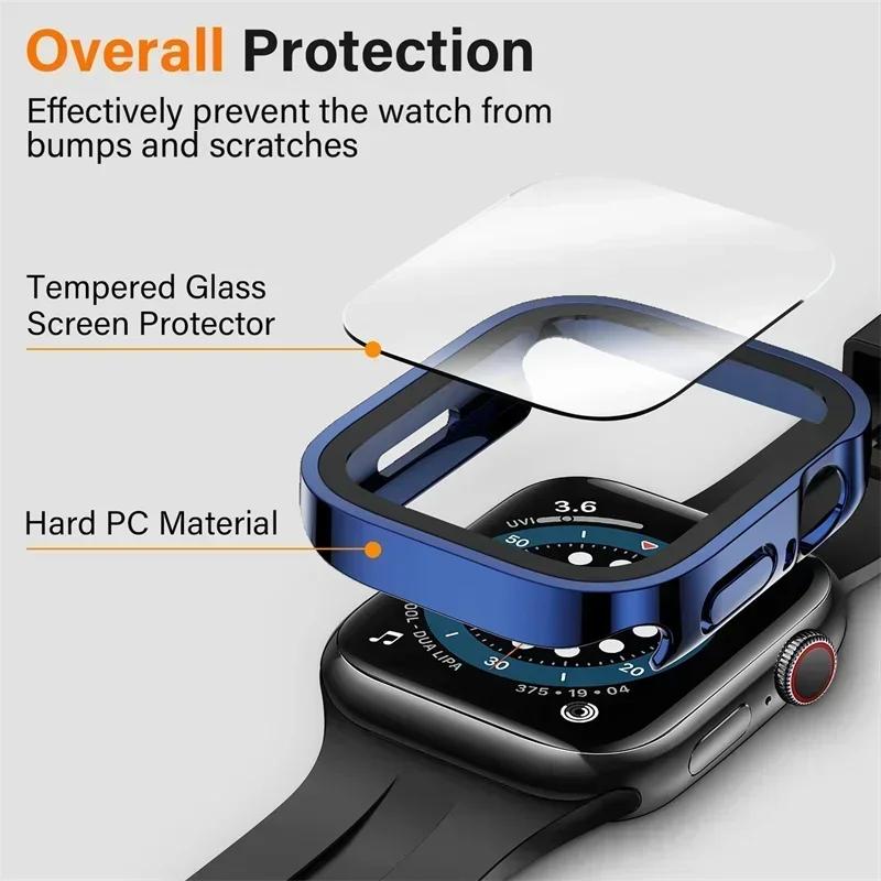 Tempered Glass Cover for Apple Watch Case 46mm 42mm 45mm 41-44-40mm Screen Protector Series 10 7 8 9 SE 5 6 4 IWatch Accessories