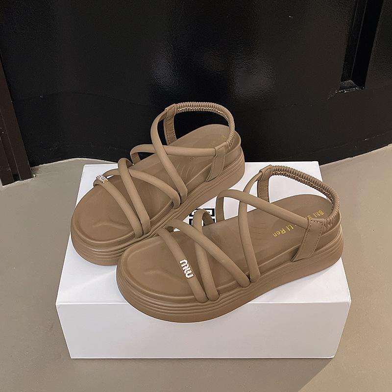 Thick-soled Women's Models Step On Shit In Summer with Summer External Sandals, Skirt Wear Fashion 2025 New High-end Roman Sandals