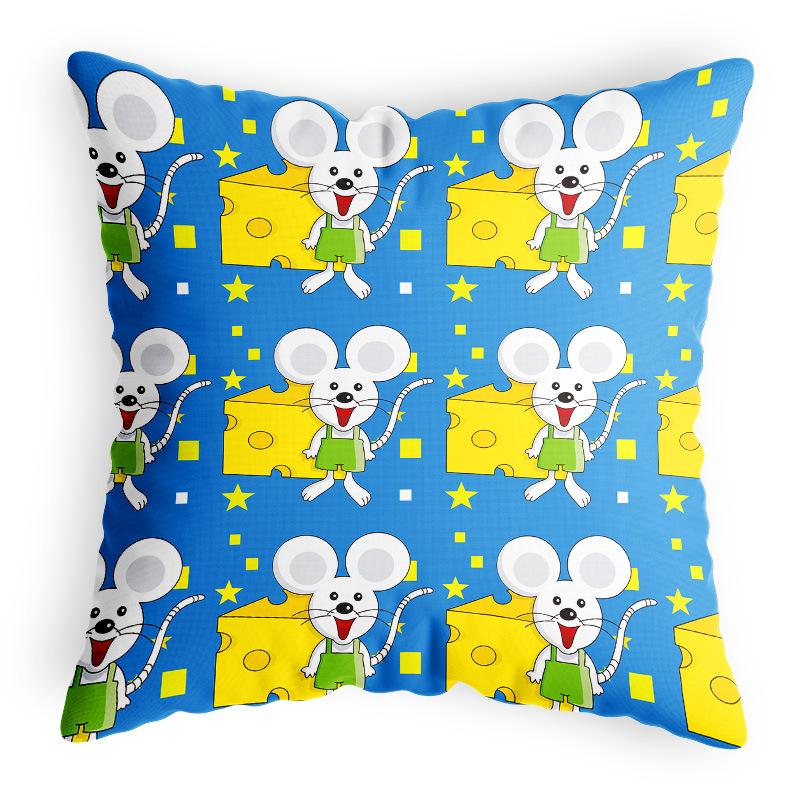 Small Fresh Pillowcase Multi-color Cartoon Cute Children's Chair Cushion Cover Square Dopamine Velvet Pillowcase
