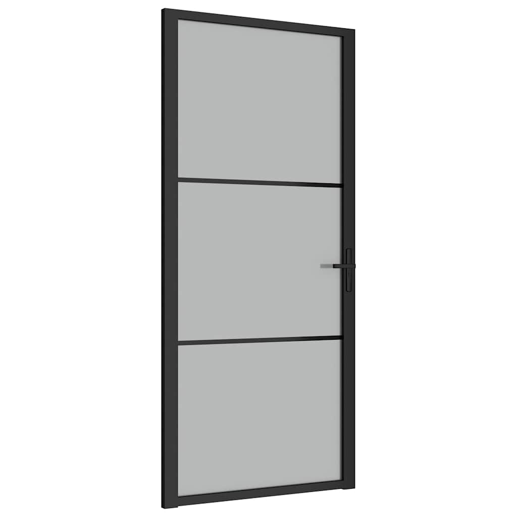 Vidaxl Innentür, 93X201,5 Cm, Schwarz, Mattglas Und Aluminium