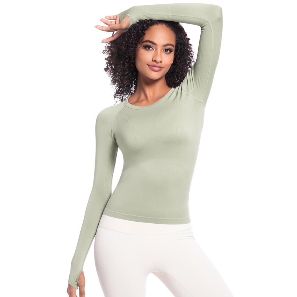 Nessaj Yoga Shirts mit Daumenloch Damen Langarm Sport Fitness Top Schnelltrocknendes Lauf-T-Shirt