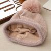 All Match Notes R Mark Plus Velvet Rabbit Fur Pullover Hat Autumn and Winter Outdoor Leisure Anti Cold Warm Hat Big Head Wool Hat